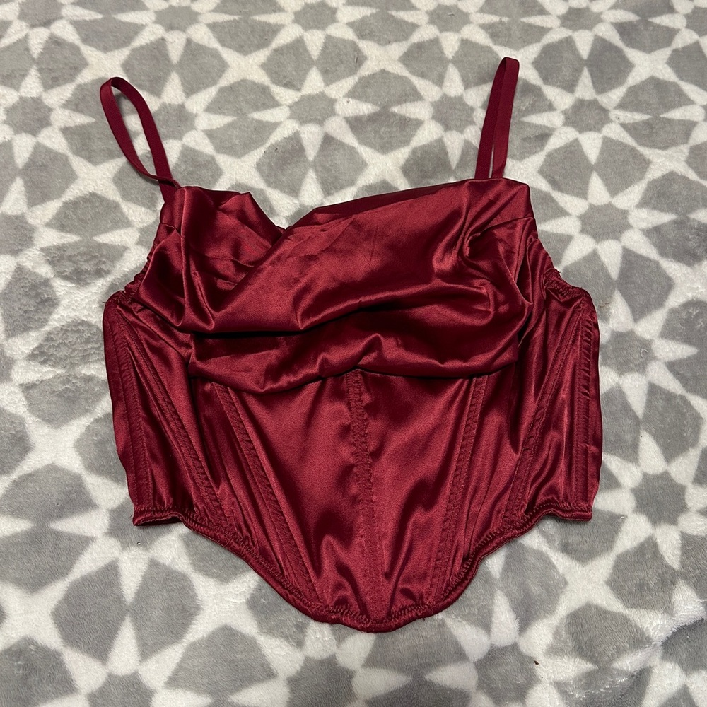 Urban Outfitters Women’s Red Satin Corset Top
